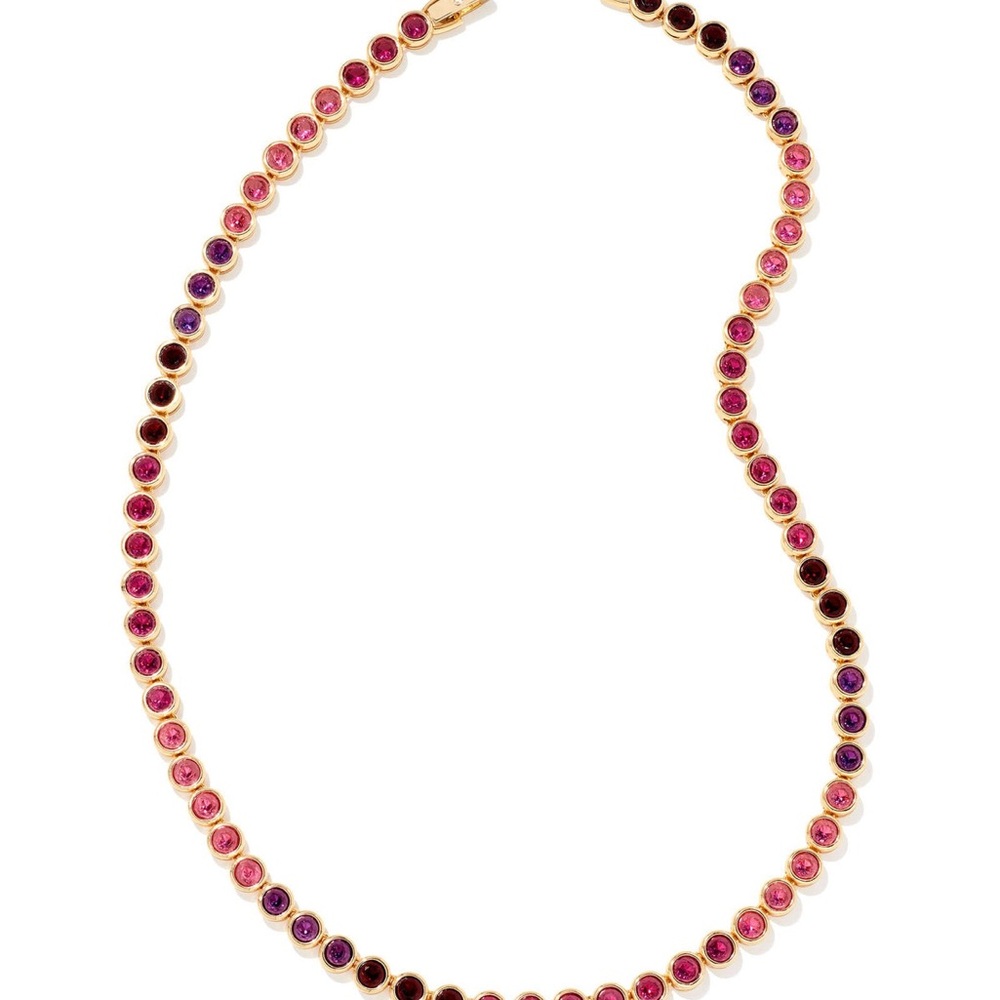 Kendra Scott Carmen Tennis necklace gold and burgundy crystals